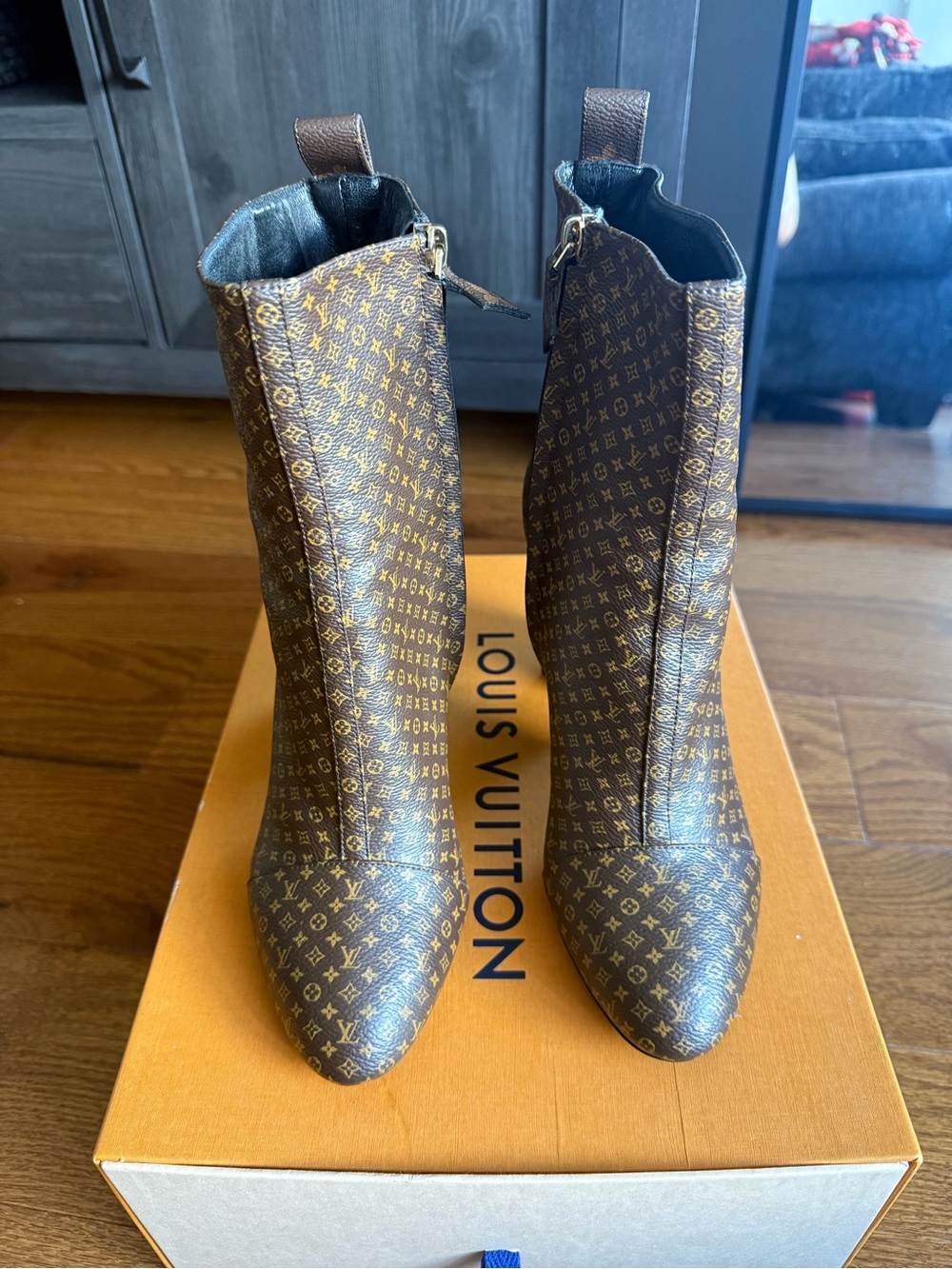 Louis Vuitton Brown Monogram Pointed-Toe Ankle Boots
